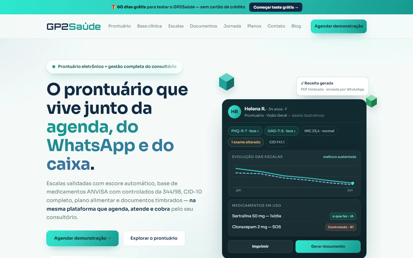 Página inicial de gp2saude.com.br